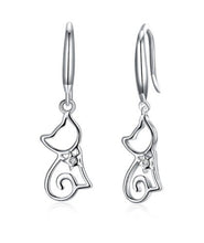 Load image into Gallery viewer, 925 Silver Cat Zircon Earrings Female Crystal from Austrian Sweet cute earrings 2 Colors Fit Female and girls Fashion jewerly